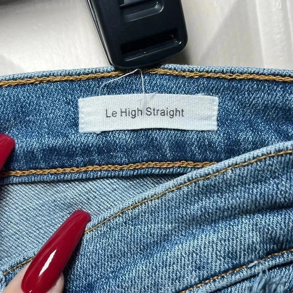 Frame Denim Le High Straight Distressed Jeans Straight Leg Medium Light Wash - Picture 4 of 15